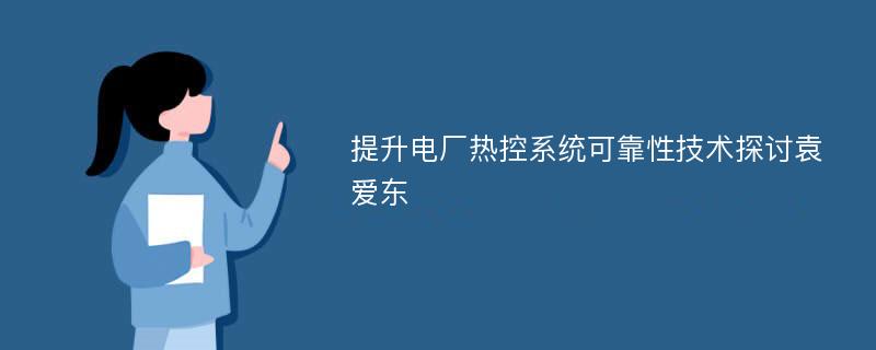 提升电厂热控系统可靠性技术探讨袁爱东