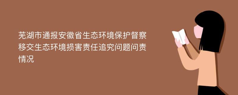 芜湖市通报安徽省生态环境保护督察移交生态环境损害责任追究问题问责情况
