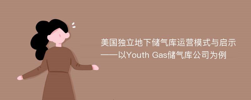 美国独立地下储气库运营模式与启示——以Youth Gas储气库公司为例