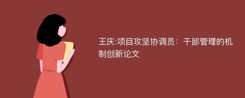 王庆:项目攻坚协调员：干部管理的机制创新论文